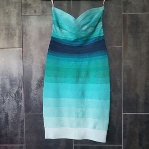 Herve Leger Ombre Mermaid Bandage Dress Large RARE